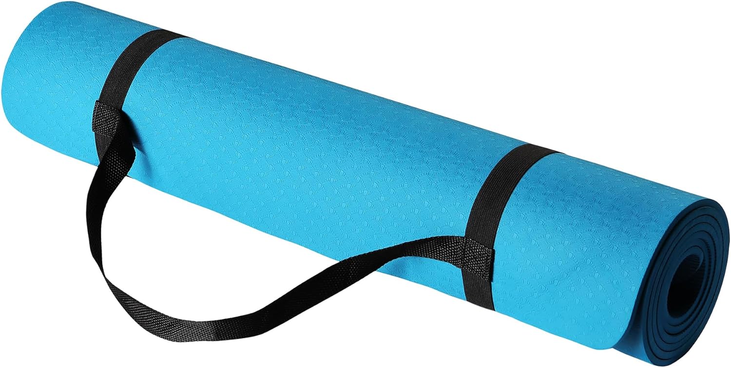 Pilates Yoga Mat Thickness - 1/4 Inch Thick TPE Exercise Yoga