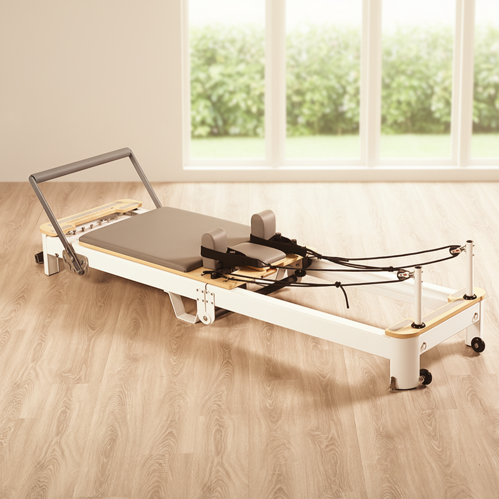 Pilates & Yoga Unleashed International Academy - Premium Foldable Aluminum Pilates Reformer, Space-Saving
