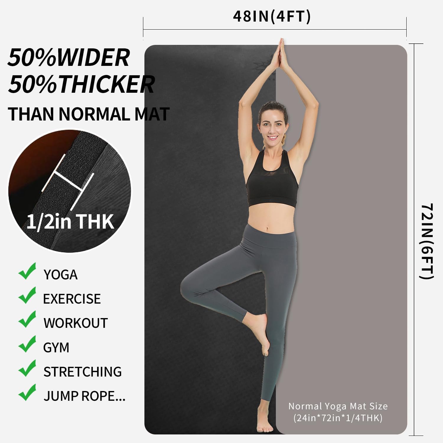 Extra Thick TPE Yoga Mat 6'x4' – обзор и цена Pilates Yoga Mat Thickness